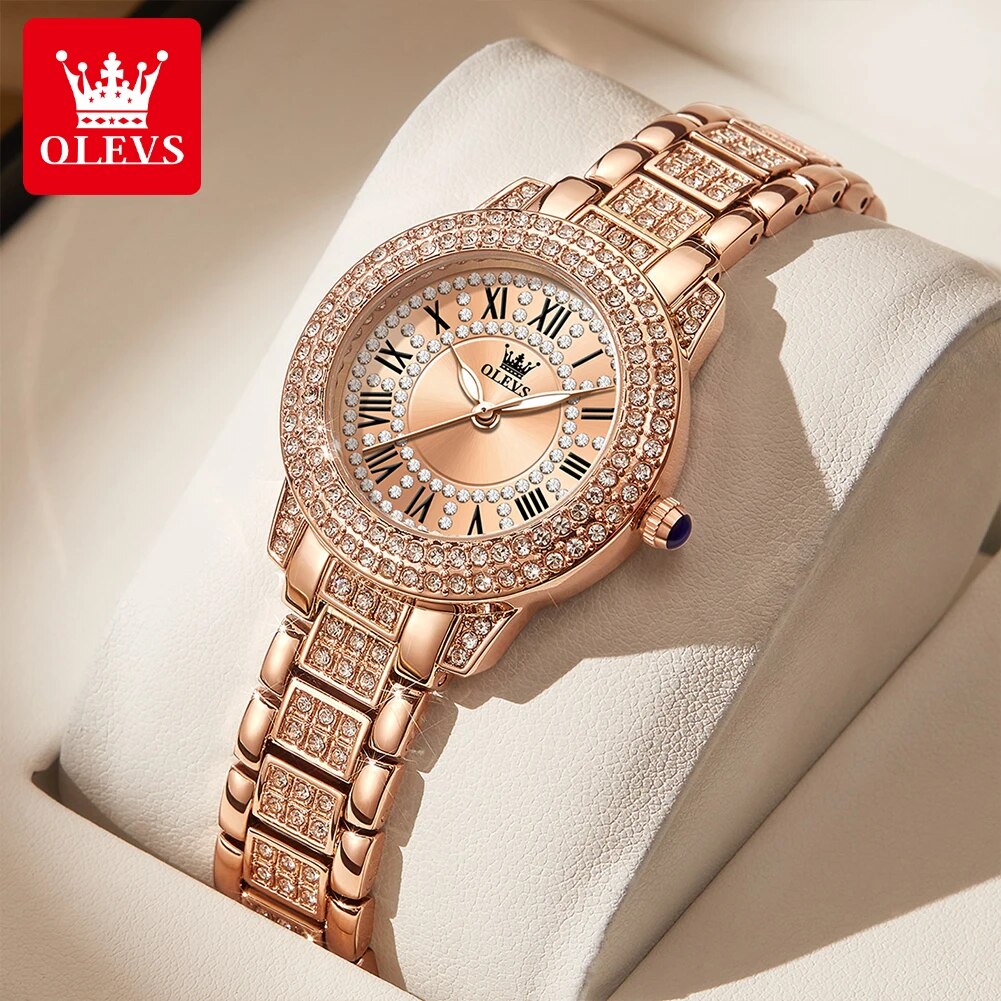 Minimalist Thin Watch - OLEVS 9943, luxuriöse Original-Quarzuhr mit Diamanten