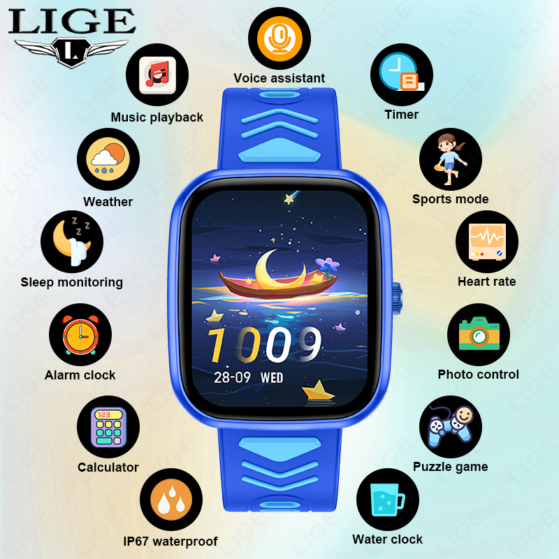 Smartwatch Watches Birthday Gift For Girls - LIGE Kinder-Smartwatch, wasserdicht, mit Touchscreen, Bluetooth-Anruf,