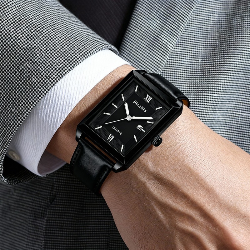 Smartwatch Square Watches For Men - Lässige Leder-Herrenuhren Modische Quadratische Quarzuhren für