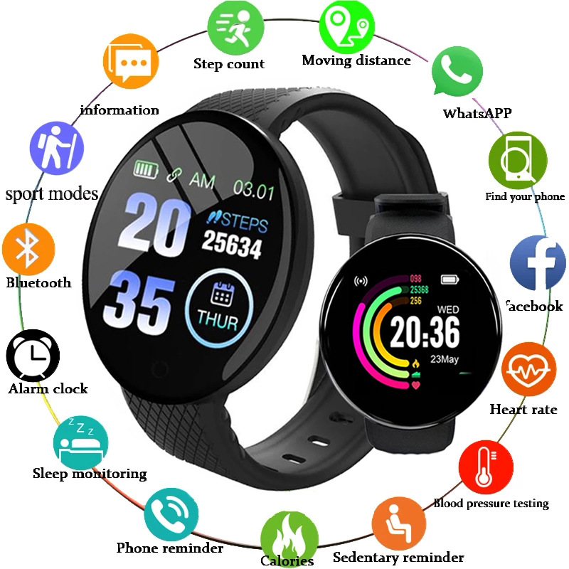 Watch Smart Y68 - D18 Smart Watch Herzfrequenzmesser Herren Damen