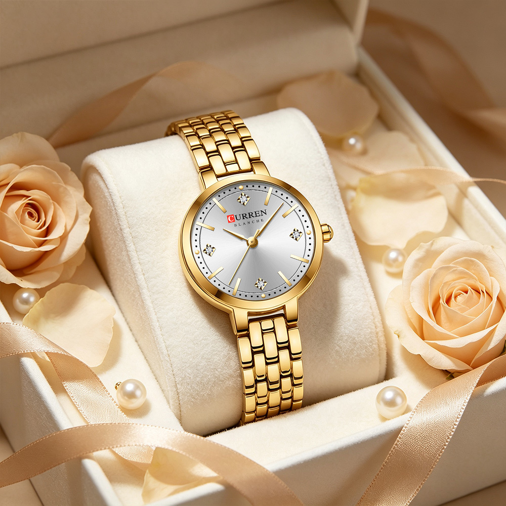 Minimalist Thin Watch - CURREN Damen-Armbanduhr, minimalistisch, dünn, mit funkelnden