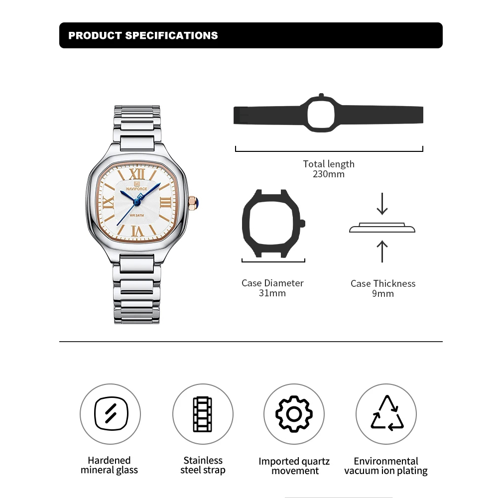 NAVIFORCE Luxus-Damenuhr, quad – Minimalist Thin Watch Bewertung und Preis