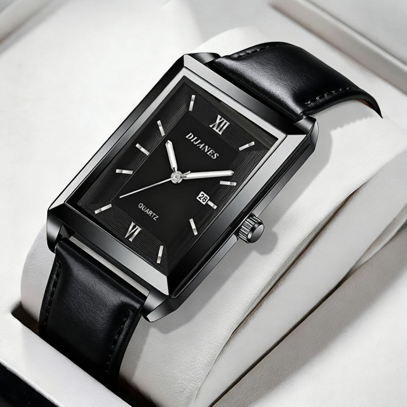 Lässige Leder-Herrenuhren Modi – Smartwatch Square Watches For Men Bewertung und Preis